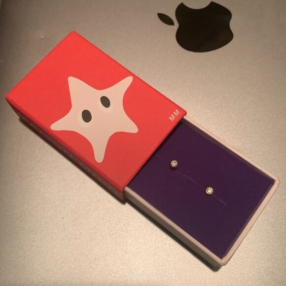 TINY CRYSTAL STUDS IN TITANIUM - Picture 1 of 3